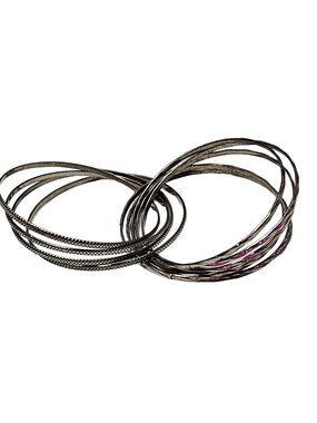 Vintage Silver Pink Bangle Bracelets Set Of 9 80s 90s Fashion Jewelry Women